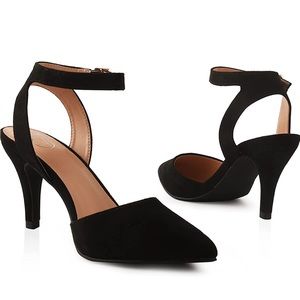 Oripalla Black Suede Slingback Heels